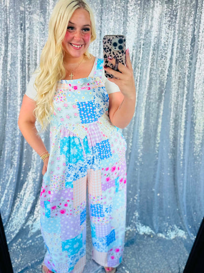 Pastel Patchwork Overall Jumpsuit