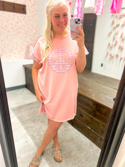 Peace Patchwork Tee Shirt Dress