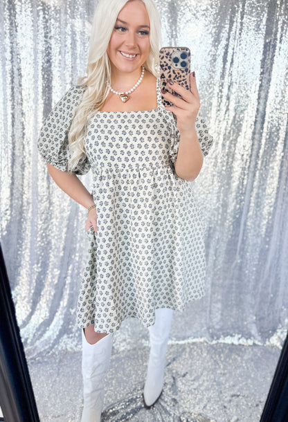 Fall Floral Cream Swing Dress