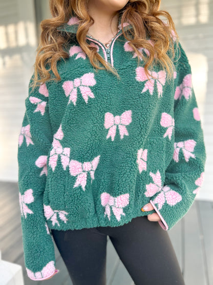 Evergreen Coquette Sherpa Pullover