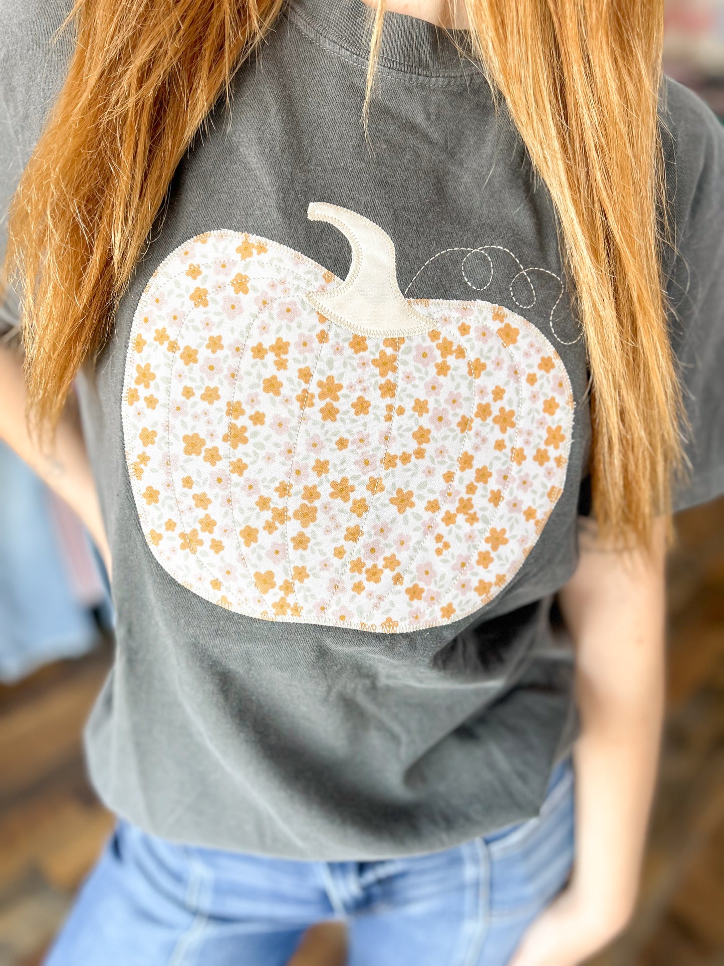 Floral Pumpkin Appliqué Tee