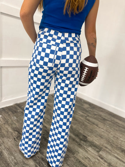Royal Blue Checkered Denim