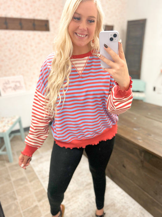Sydney Striped Oversized Colorblock Top