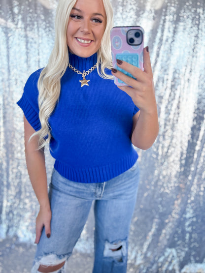 Royal Blue Mockneck Sweater Top
