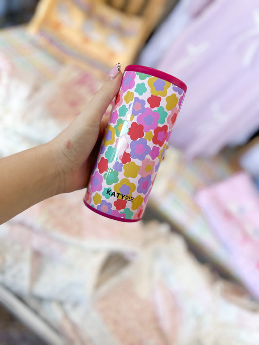 Groovy Floral 12oz Slim Can Cooler