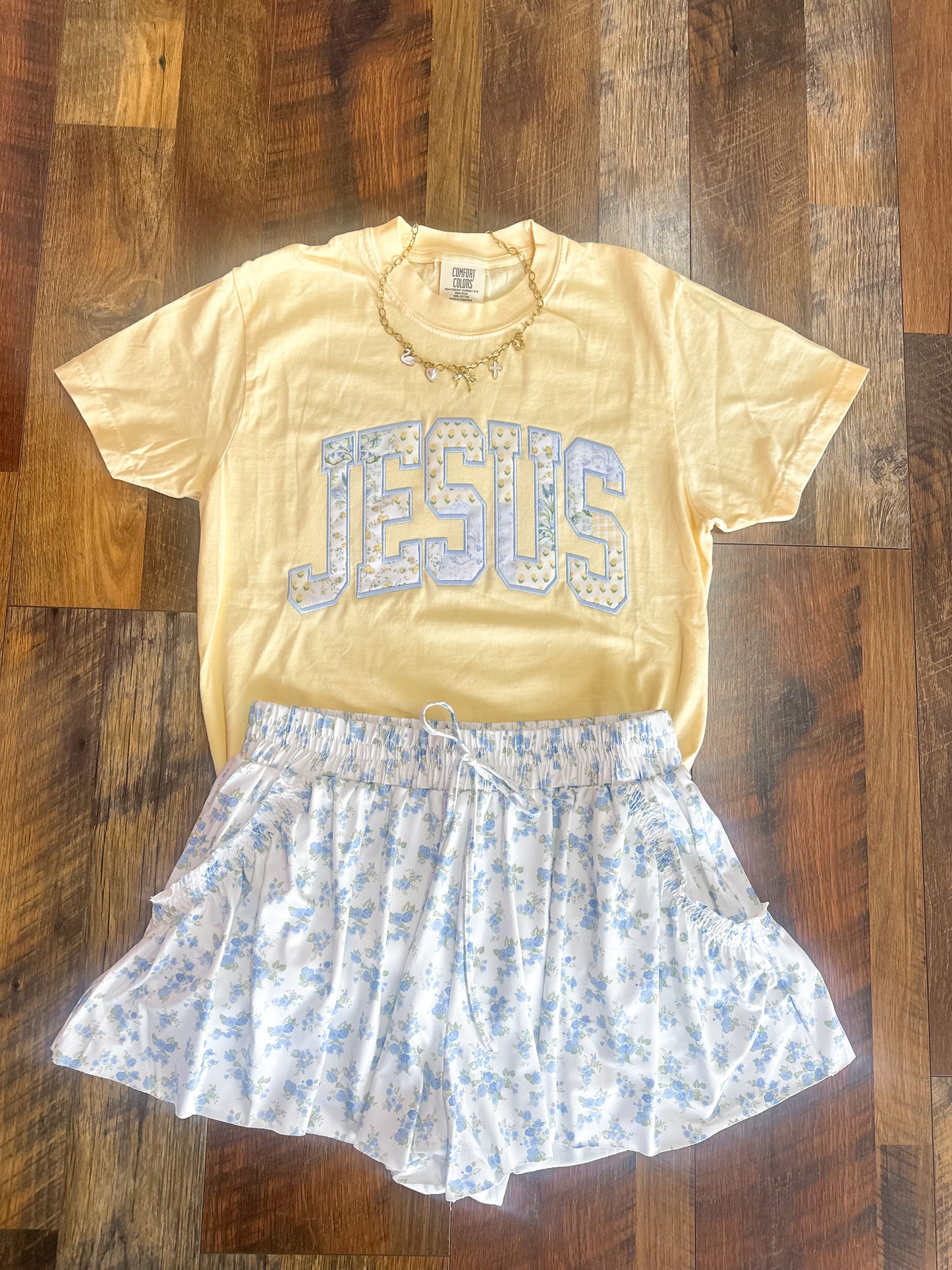 Yellow Jesus Patchwork Appliqué Tee