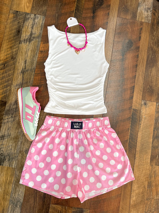 Lulu Mac Pink Polka Dot Boxer Shorts