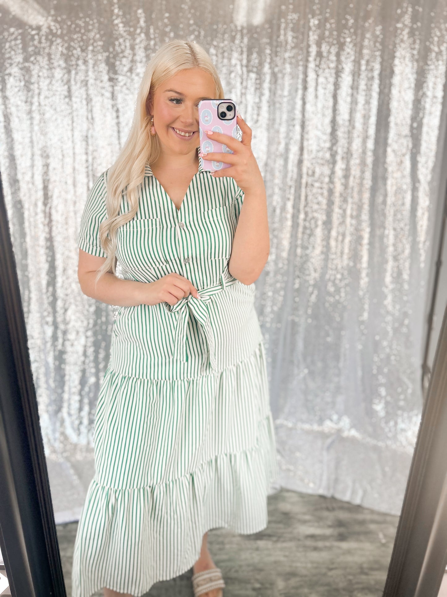 Kelly Green Striped Maxi Dress