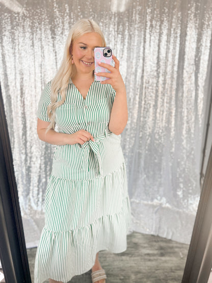 Kelly Green Striped Maxi Dress
