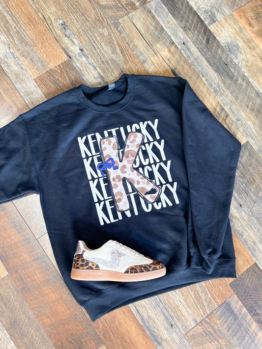 Black KY Leopard Stack Crewneck