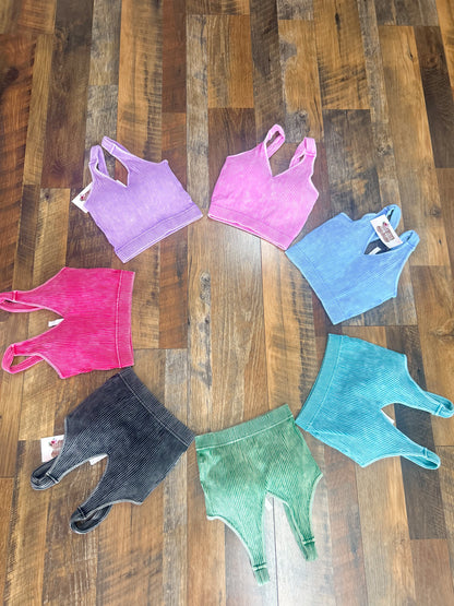 Acid Wash Padded Bralettes