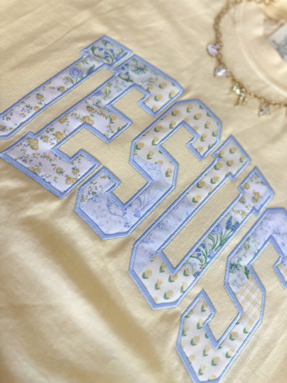 Yellow Jesus Patchwork Appliqué Tee
