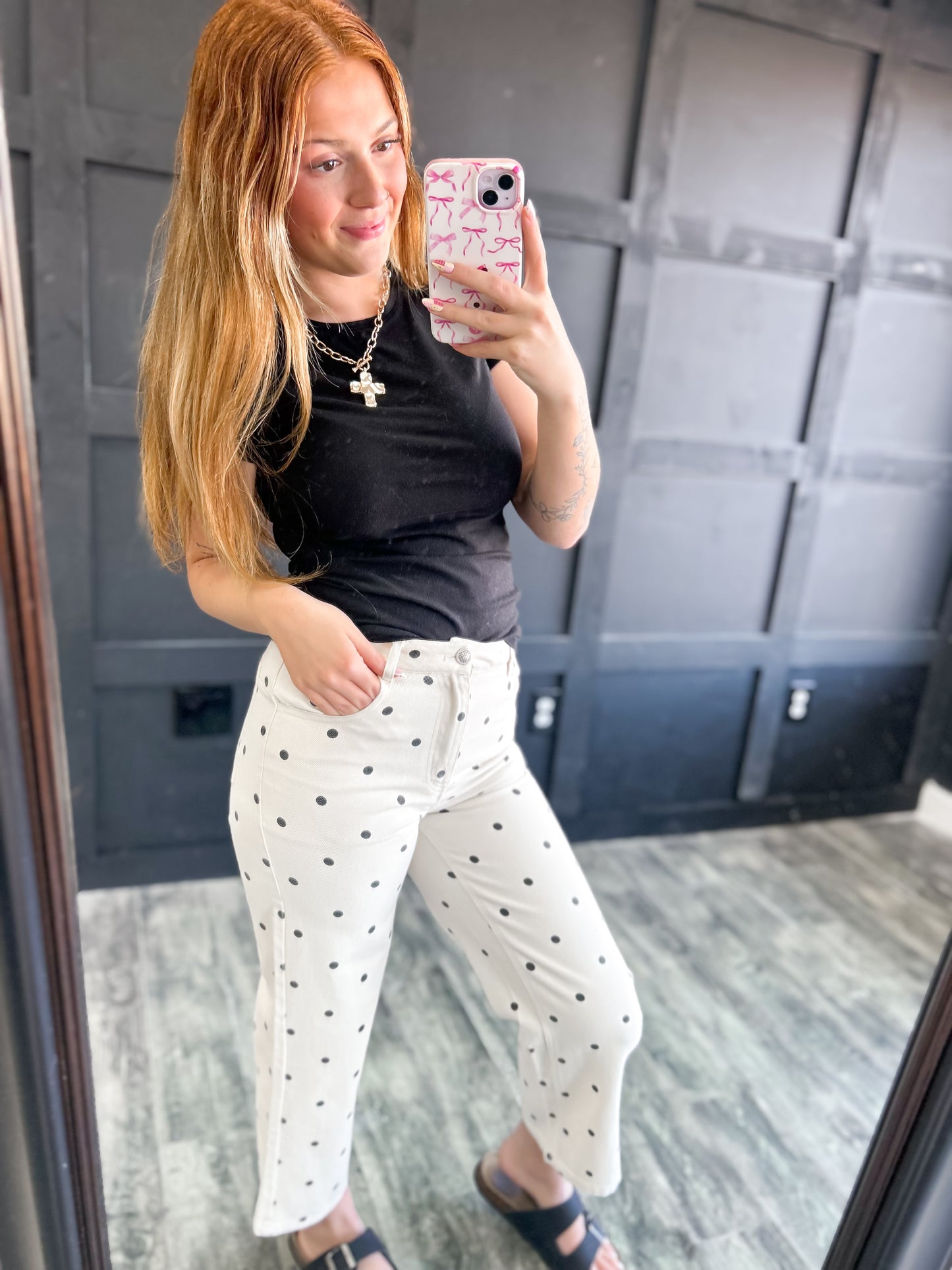 Polka Dot Straight Denim