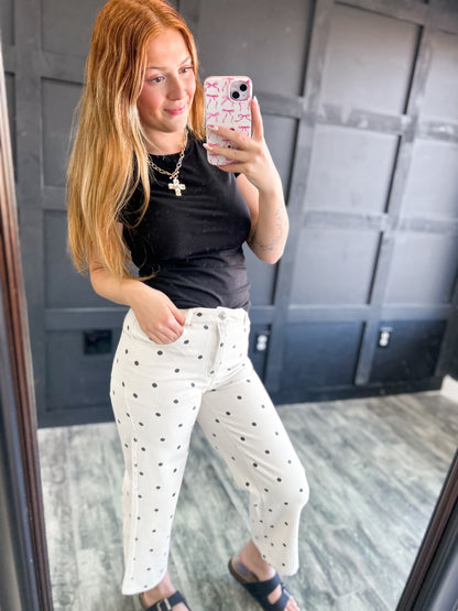 Polka Dot Straight Denim