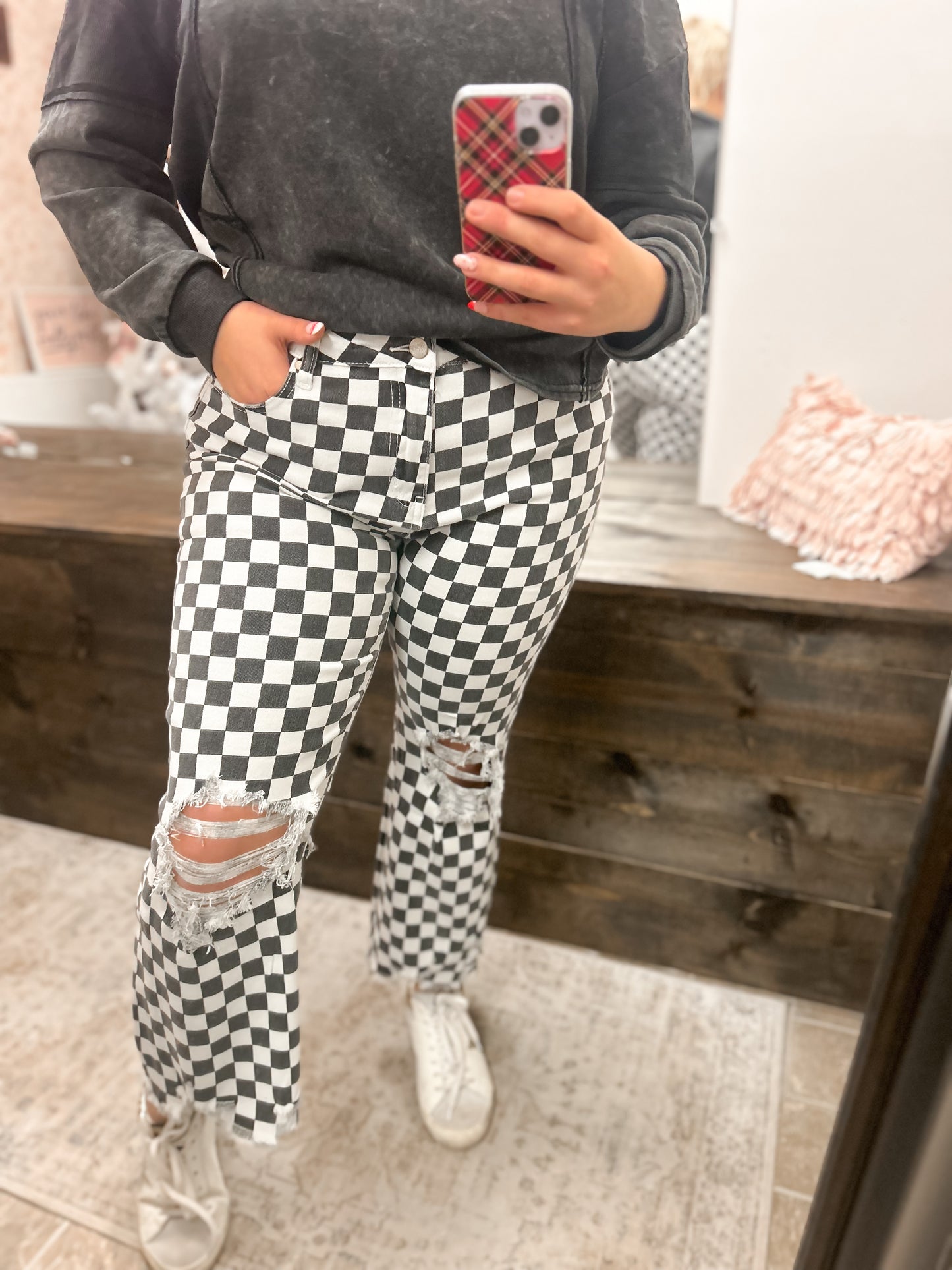 Fast Lane Checkered Denim
