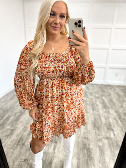 Fall Ditzy Floral Swing Dress