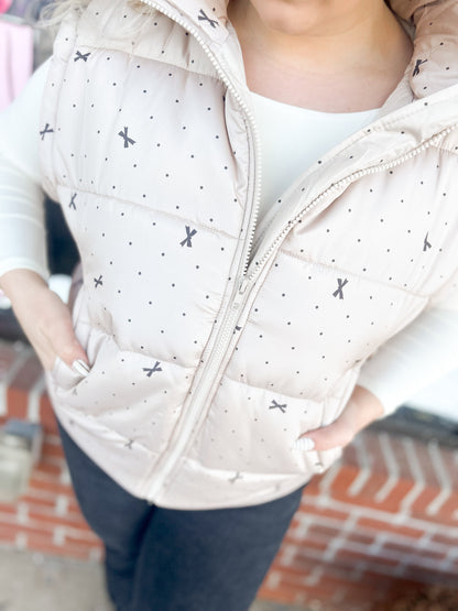 Dotted Bow dream Puffer Vest