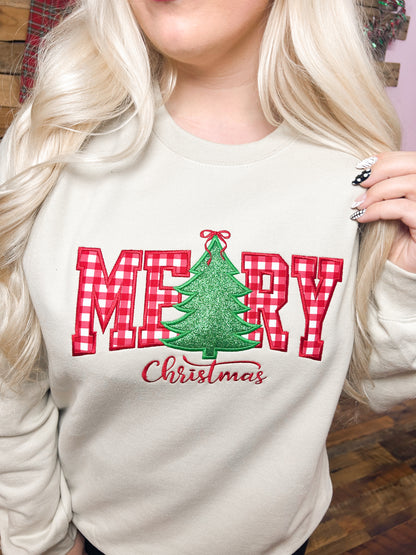 Coquette Gingham Tree Applique Crewneck