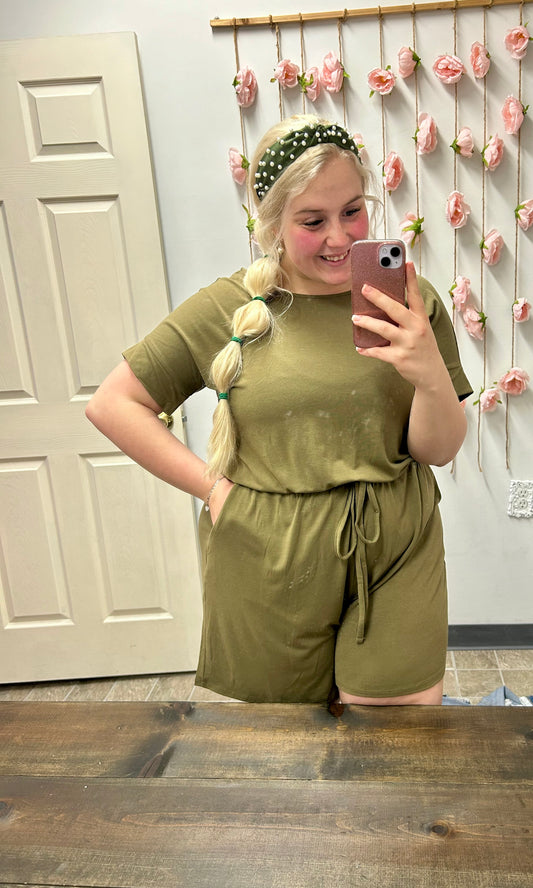 Butter Soft Romper ( Olive)