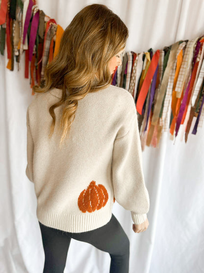 Hello Pumpkin Embroidered Sweater