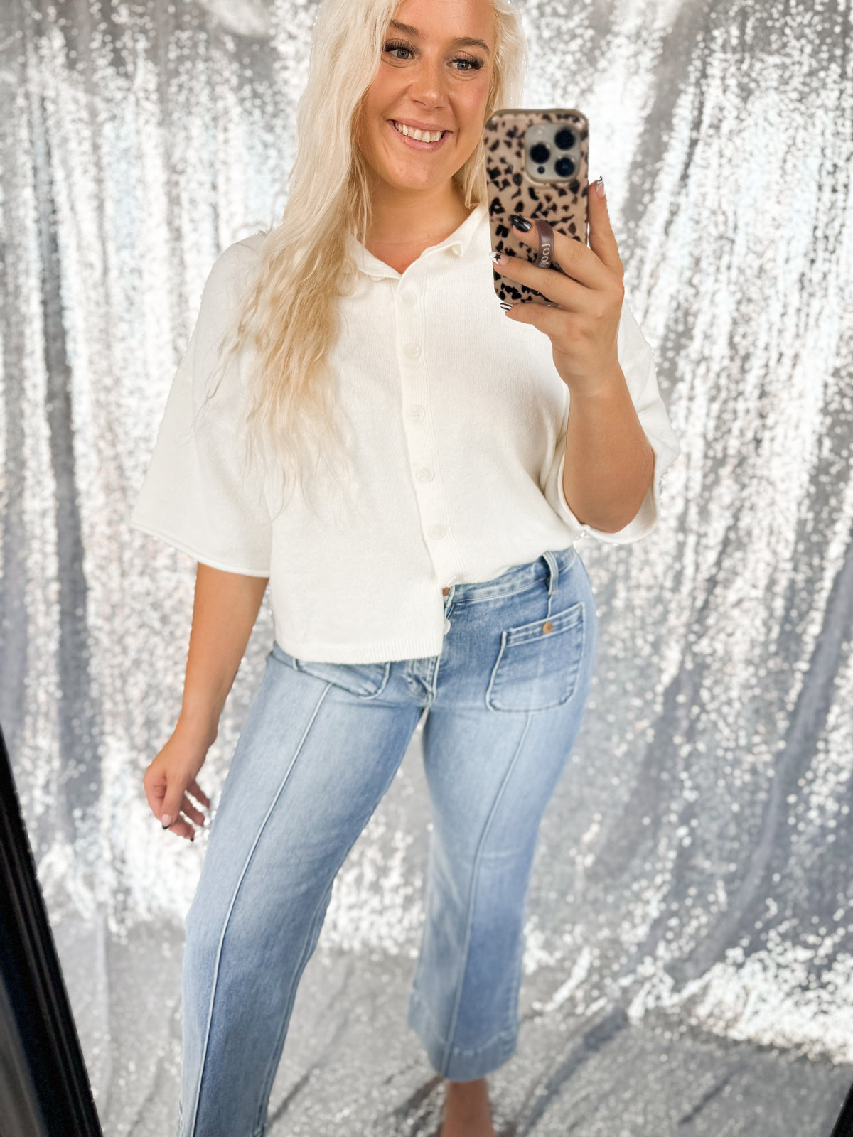 Cream Raw Hem Button Cardigan