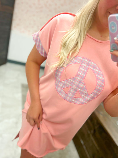 Peace Patchwork Tee Shirt Dress