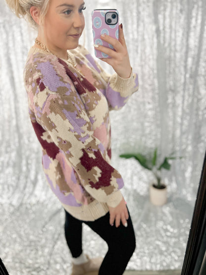 Lavender Watercolor Knit Sweater