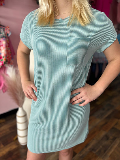 Mint Corded T-Shirt Dress