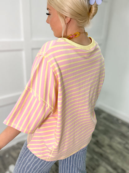 Pink Lemonade Oversized Colorblock Top