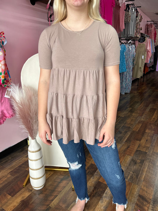 Taupe Babydoll Top