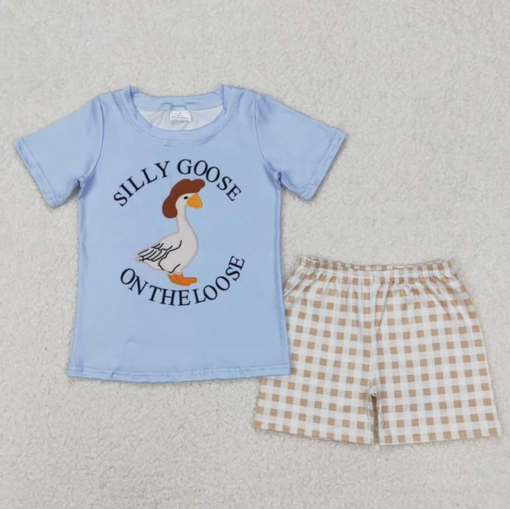 Boys Silly Goose Gingham Set