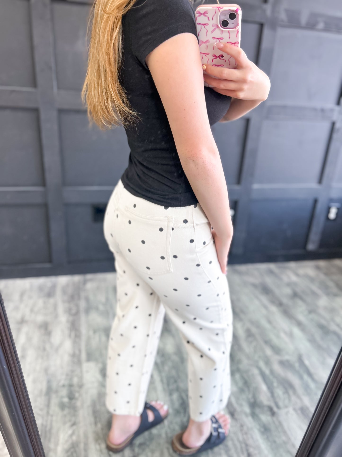 Polka Dot Straight Denim