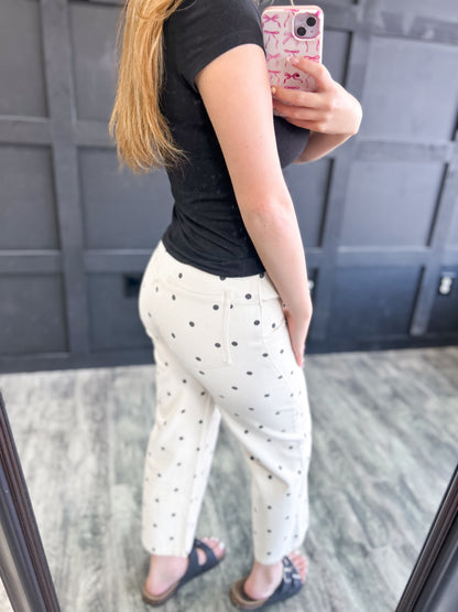 Polka Dot Straight Denim
