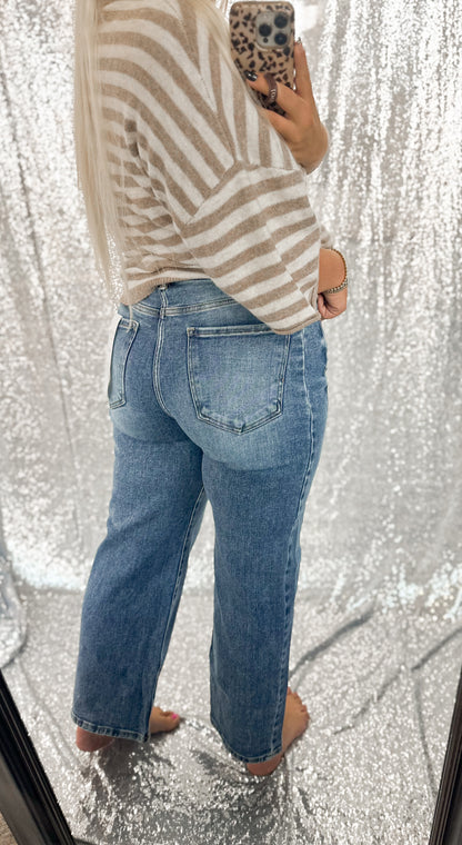 Risen Dark Wash Barrel Jeans