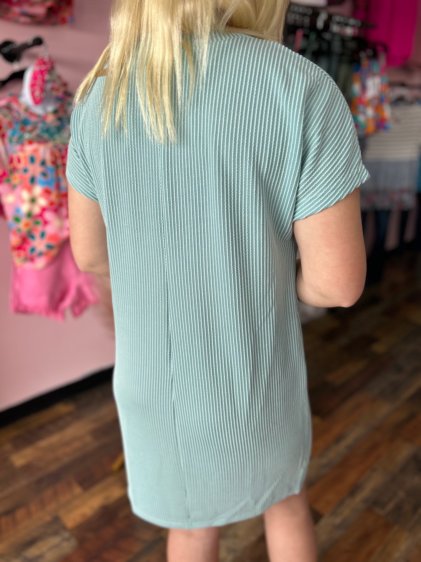 Mint Corded T-Shirt Dress
