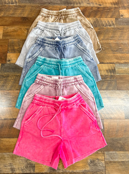 Acid Wash Pocket Shorts