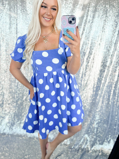 Denim Polka Dot Dress