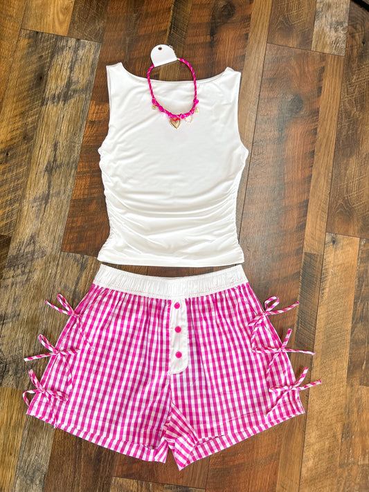 Lulu Mac Gingham Bow Boxer Shorts