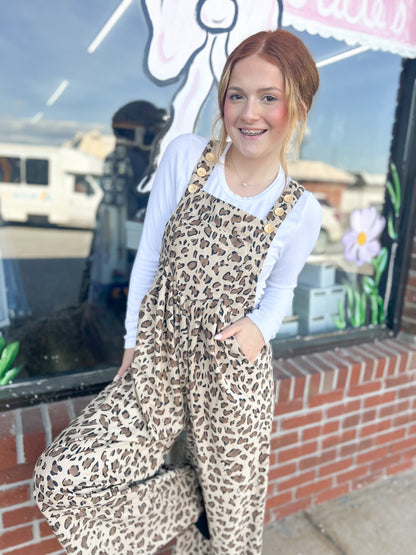 Leopard Overall Ribbed Jumpsuit