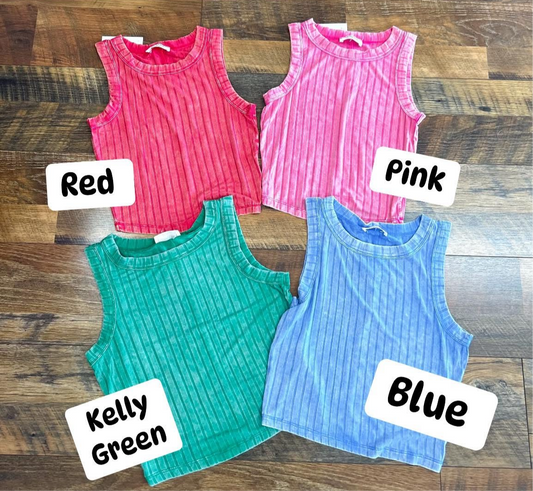 Cropped Ribbed Fitted Tanks