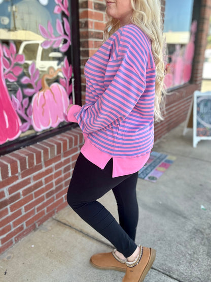 Lolly Lavender Striped Oversized Top