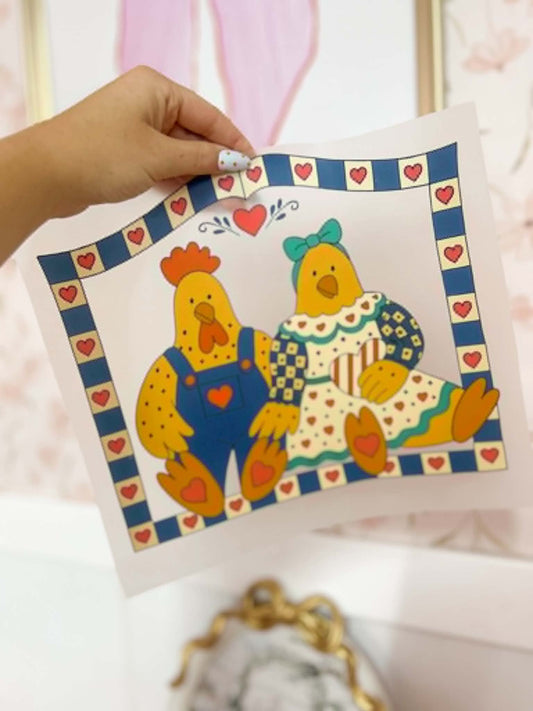 Vintage Chickens Print