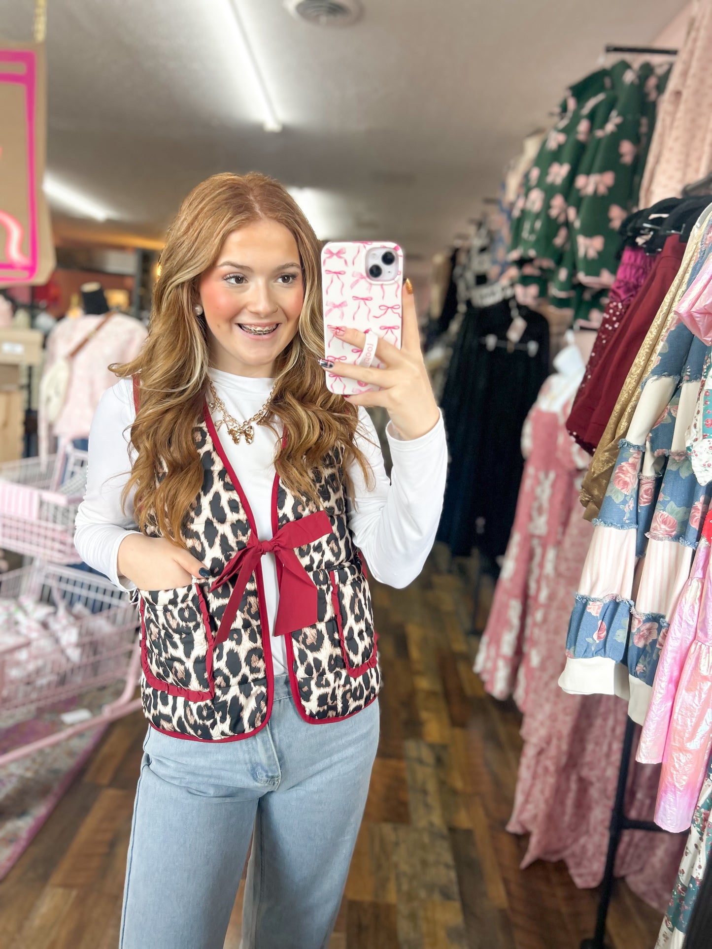 Leopard Luxe Bow Vest