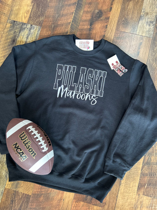 Pulaski Maroons Glitter Embroidered Sweatshirt