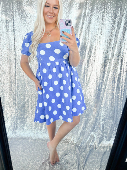 Denim Polka Dot Dress