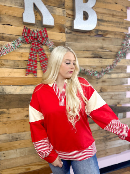 Candy Cane Colorblock Top