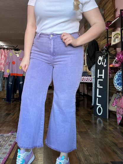 Lavender Cropped Straight Denim