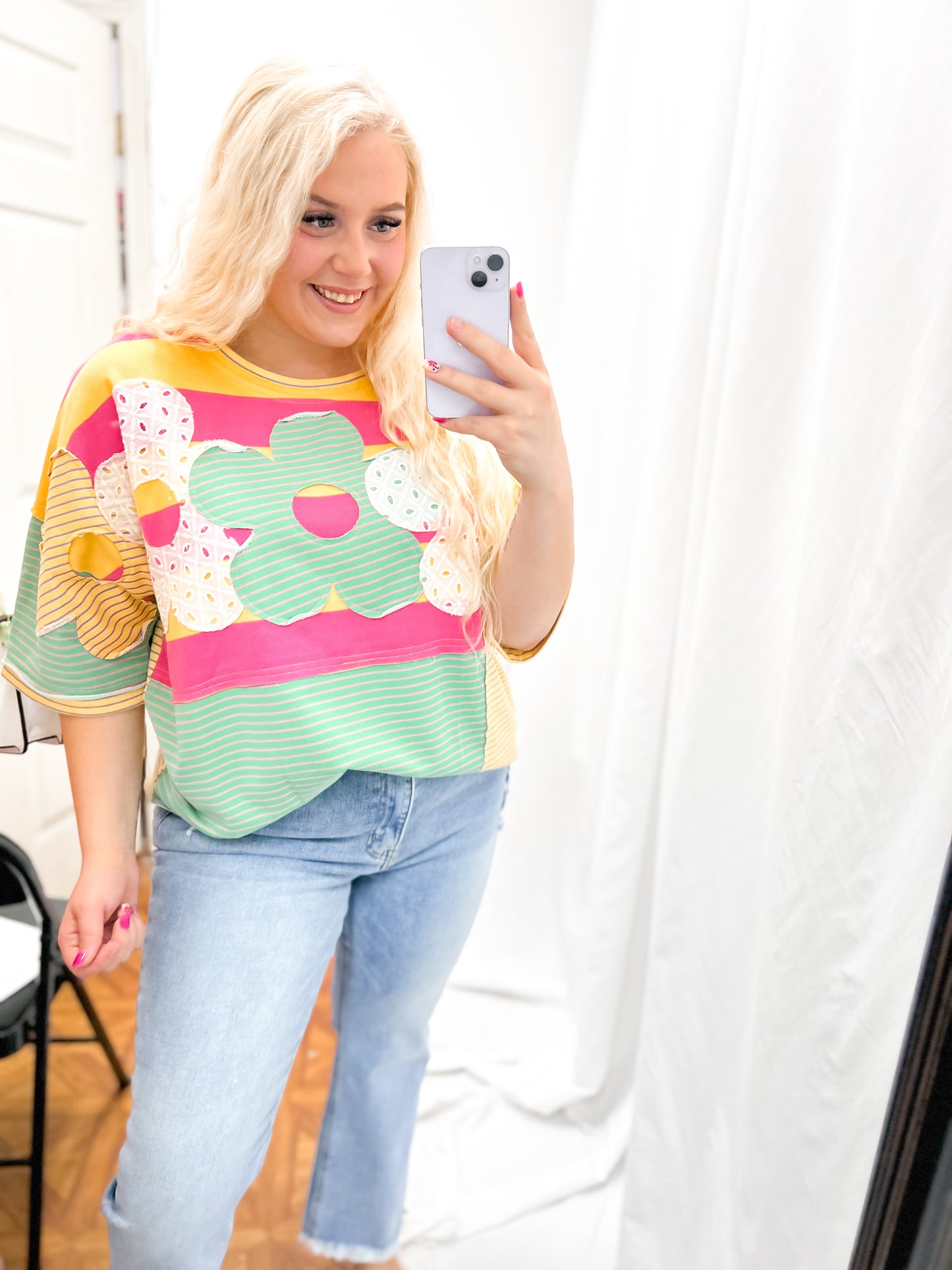 Sunshine Patchwork Oversized Top