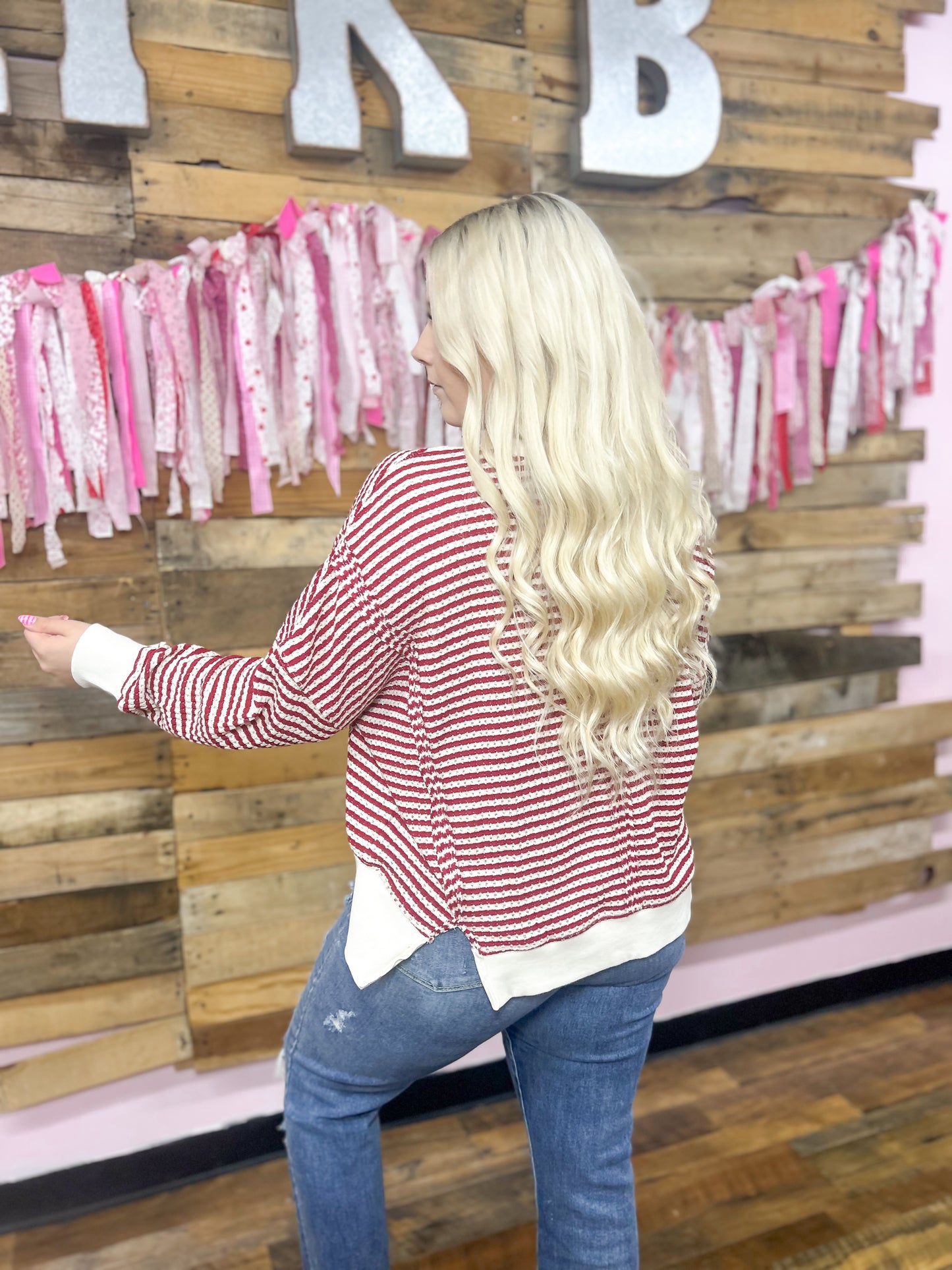 Sweetheart Striped Knit Top