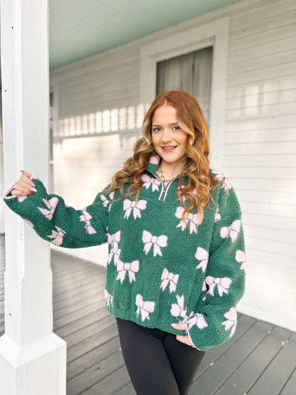 Evergreen Coquette Sherpa Pullover